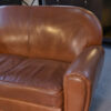 Ensemble canapé 2 places et 2 fauteuils club en simili cuir Camel 1980's