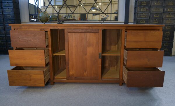Grand buffet en teck 6 tiroirs et 2 portes coulissantes