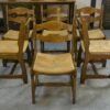 Ensemble de 6 chaises en chêne massif et assises en paille Guillerme et Chambron 1950's