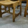 Ensemble de 6 chaises en chêne massif et assises en paille Guillerme et Chambron 1950's