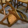 Ensemble de 6 chaises en chêne massif et assises en paille Guillerme et Chambron 1950's