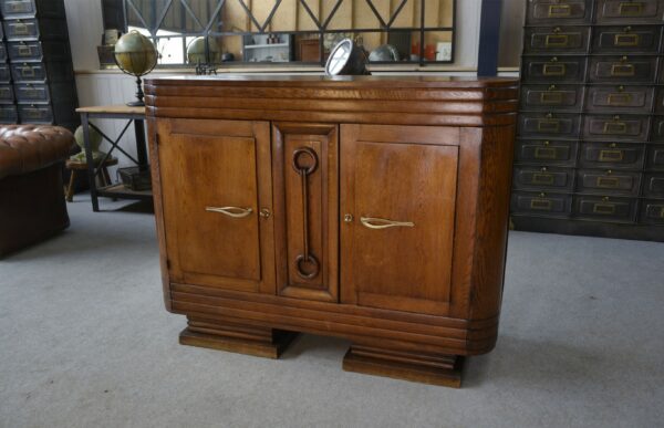 Buffet brutaliste Art déco en chêne massif de Charles Dudouyt 1950's