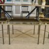 Table Basse Tripartite en Laiton et Verre par Maison Bagues, France, 1960s