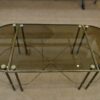 Table Basse Tripartite en Laiton et Verre par Maison Bagues, France, 1960s