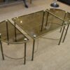 Table Basse Tripartite en Laiton et Verre par Maison Bagues, France, 1960s