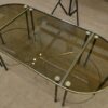 Table Basse Tripartite en Laiton et Verre par Maison Bagues, France, 1960s