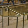 Table Basse Tripartite en Laiton et Verre par Maison Bagues, France, 1960s