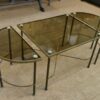 Table Basse Tripartite en Laiton et Verre par Maison Bagues, France, 1960s
