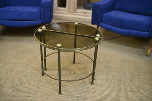 Table Basse Tripartite en Laiton et Verre par Maison Bagues, France, 1960s