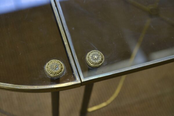 Table Basse Tripartite en Laiton et Verre par Maison Bagues, France, 1960s