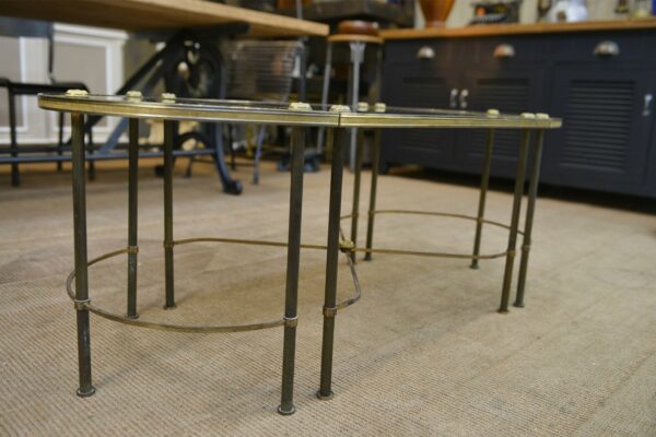 Table Basse Tripartite en Laiton et Verre par Maison Bagues, France, 1960s