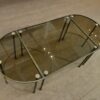 Table Basse Tripartite en Laiton et Verre par Maison Bagues, France, 1960s