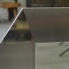 Miroir design en acier inoxydable brossé et chromé, verre biseauté 1970's