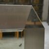 Miroir design en acier inoxydable brossé et chromé, verre biseauté 1970's