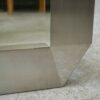 Miroir design en acier inoxydable brossé et chromé, verre biseauté 1970's