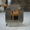 Miroir design en acier inoxydable brossé et chromé, verre biseauté 1970's
