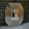 Miroir design en acier inoxydable brossé et chromé, verre biseauté 1970's