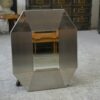 Miroir design en acier inoxydable brossé et chromé, verre biseauté 1970's