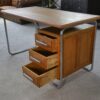 Bureau design Bauhaus en tube chromé et chêne massif par Kovona 1960's