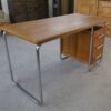 Bureau design Bauhaus en tube chromé et chêne massif par Kovona 1960's
