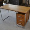 Bureau design Bauhaus en tube chromé et chêne massif par Kovona 1960's