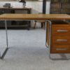Bureau design Bauhaus en tube chromé et chêne massif par Kovona 1960's