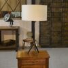 Grande lampe en fer forgé dans le goût des Ateliers Marolles 1950's