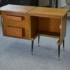 Meuble d'appoint dépliant en bureau, acier, laiton et chêne 1960's