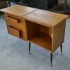 Meuble d'appoint dépliant en bureau, acier, laiton et chêne 1960's