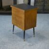 Meuble d'appoint dépliant en bureau, acier, laiton et chêne 1960's