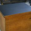 Meuble d'appoint dépliant en bureau, acier, laiton et chêne 1960's