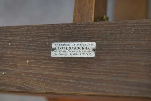 Grande table en chêne massif Art déco par Henri Bonjour 1930's