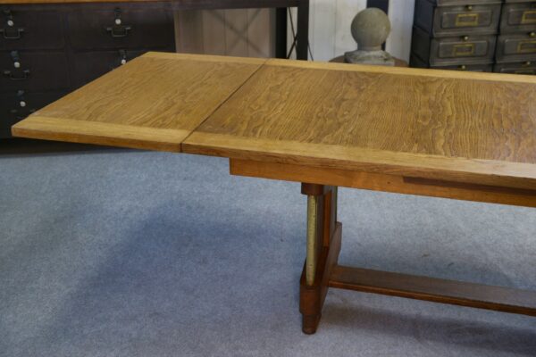 Grande table en chêne massif Art déco par Henri Bonjour 1930's