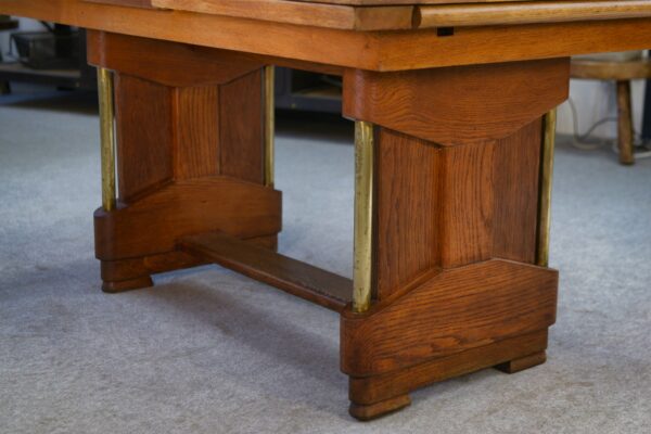 Grande table en chêne massif Art déco par Henri Bonjour 1930's