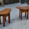 Paire de tabourets japonais en teck