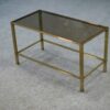 Table basse en laiton et verre fumé 1950's