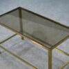 Table basse en laiton et verre fumé 1950's