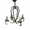 Lustre en fer forgé vert 4 bras 1950's