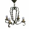 Lustre en fer forgé vert 4 bras 1950's