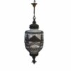 Suspension opaline nacrée décor asiatique et incrustation en laiton éditée par Accurate Casting Co.1975's