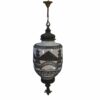 Suspension opaline nacrée décor asiatique et incrustation en laiton éditée par Accurate Casting Co.1975's