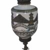 Suspension opaline nacrée décor asiatique et incrustation en laiton éditée par Accurate Casting Co.1975's