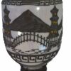 Suspension opaline nacrée décor asiatique et incrustation en laiton éditée par Accurate Casting Co.1975's