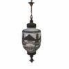 Suspension opaline nacrée décor asiatique et incrustation en laiton éditée par Accurate Casting Co.1975's