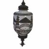 Suspension opaline nacrée décor asiatique et incrustation en laiton éditée par Accurate Casting Co.1975's