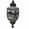 Suspension opaline nacrée décor asiatique et incrustation en laiton éditée par Accurate Casting Co.1975's
