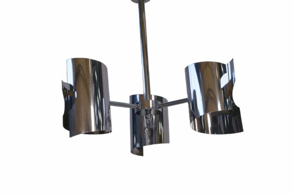 Suspension vintage en acier chromé design 1970's