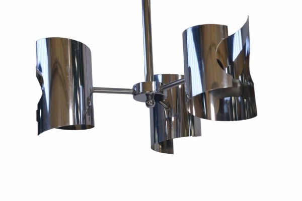 Suspension vintage en acier chromé design 1970's