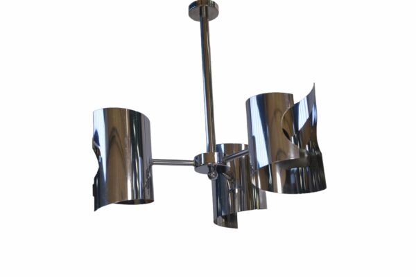 Suspension vintage en acier chromé design 1970's