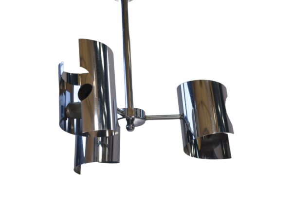 Suspension vintage en acier chromé design 1970's